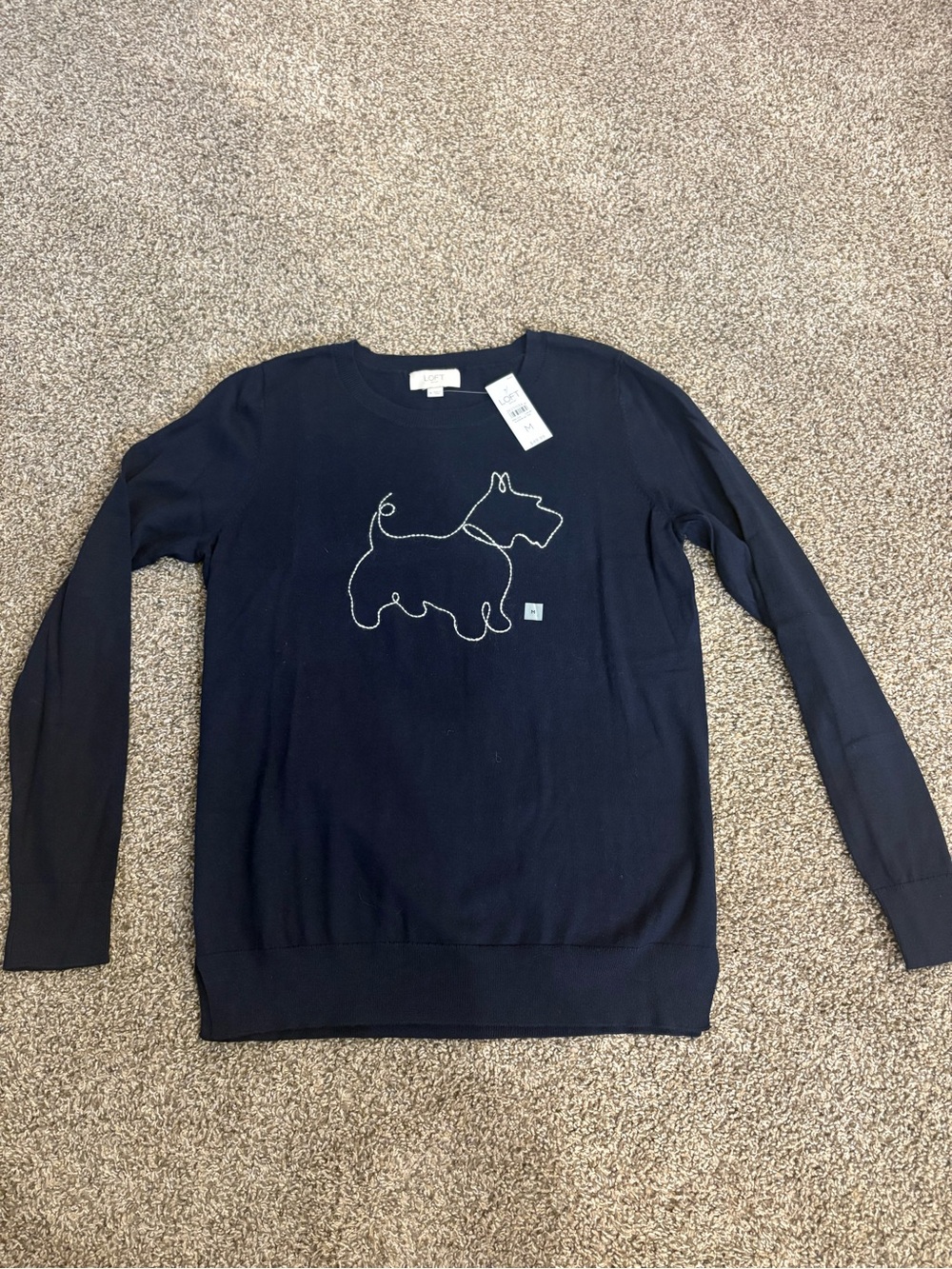 NEW LOFT Outlet Navy Crewneck Sweater with Dog outline M